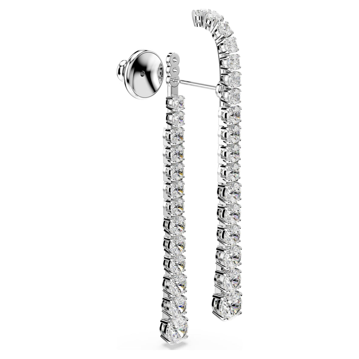 Swarovski Matrix drop earrings Gradient of round cuts, White, Rhodium plated