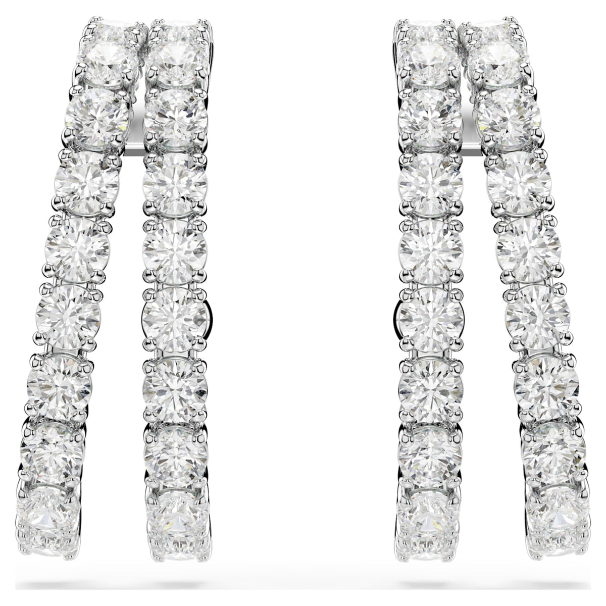 Swarovski Matrix ear cuffs Round cut, White, Rhodium plated