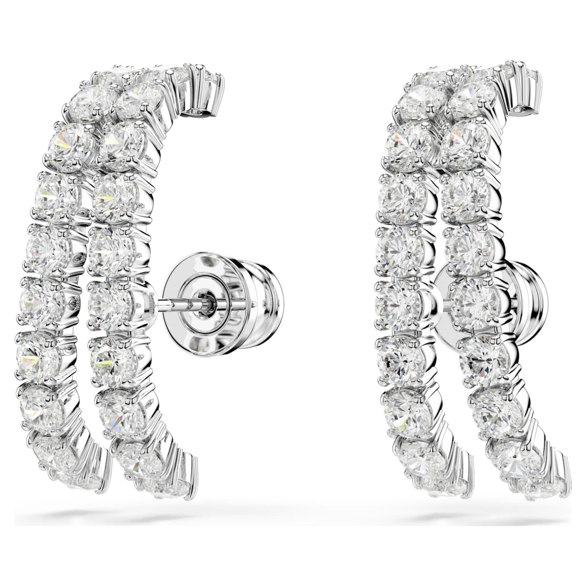 Swarovski Matrix ear cuffs Round cut, White, Rhodium plated