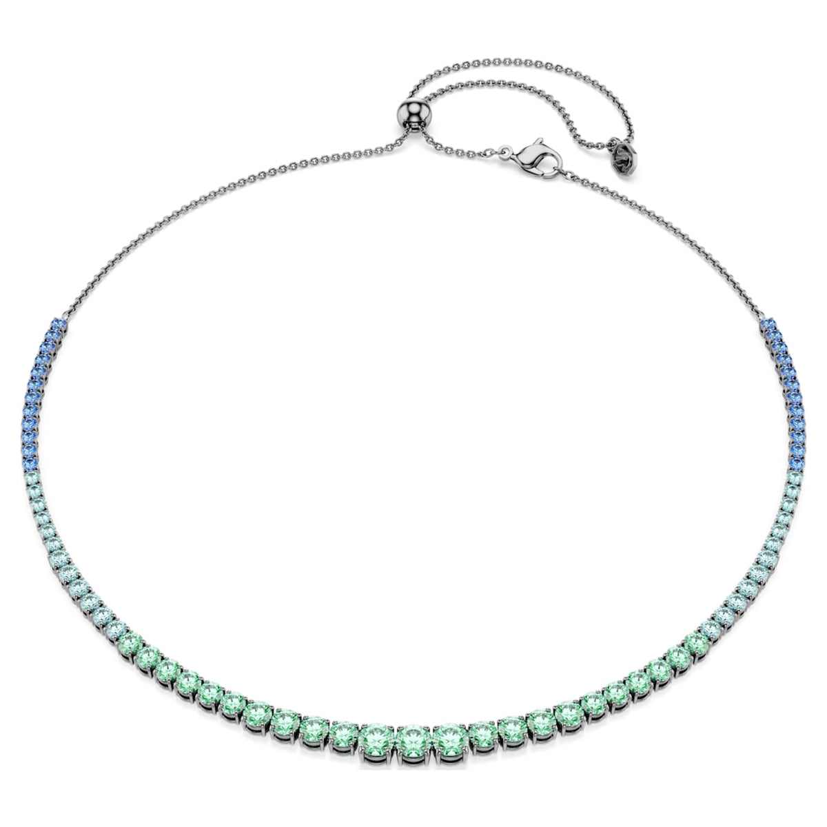 Swarovski Matrix necklace Gradient of round cuts, Multicolored, Ruthenium plated
