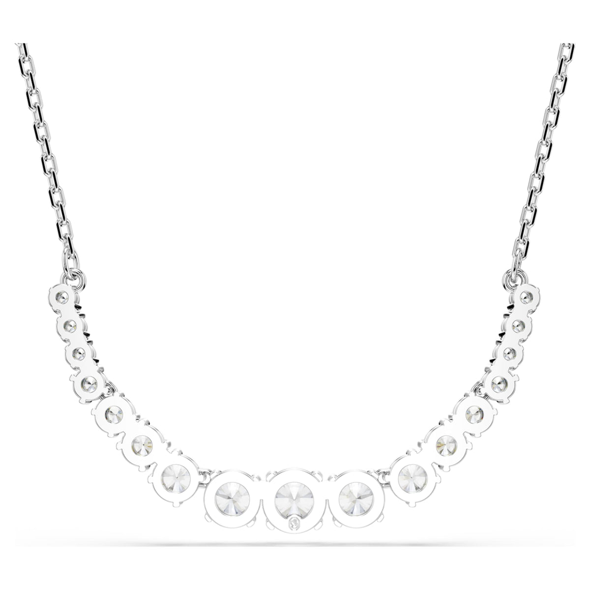 Swarovski Matrix necklace Gradient of round cuts, White, Rhodium plated