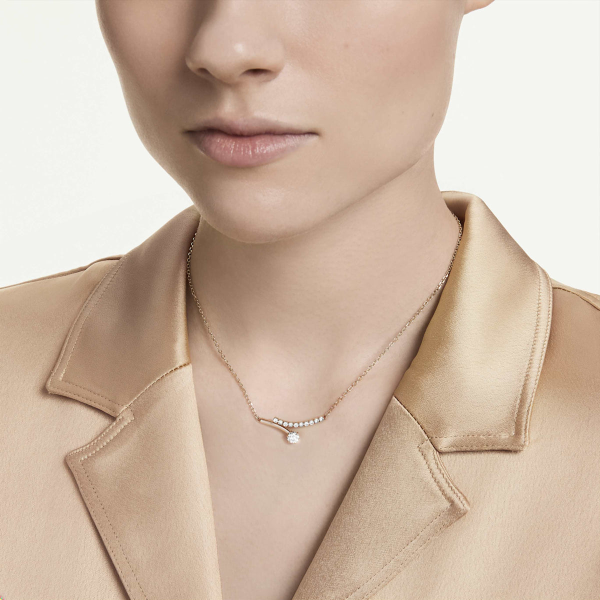 Swarovski Matrix necklace Round cut, White, 18K rose gold finish