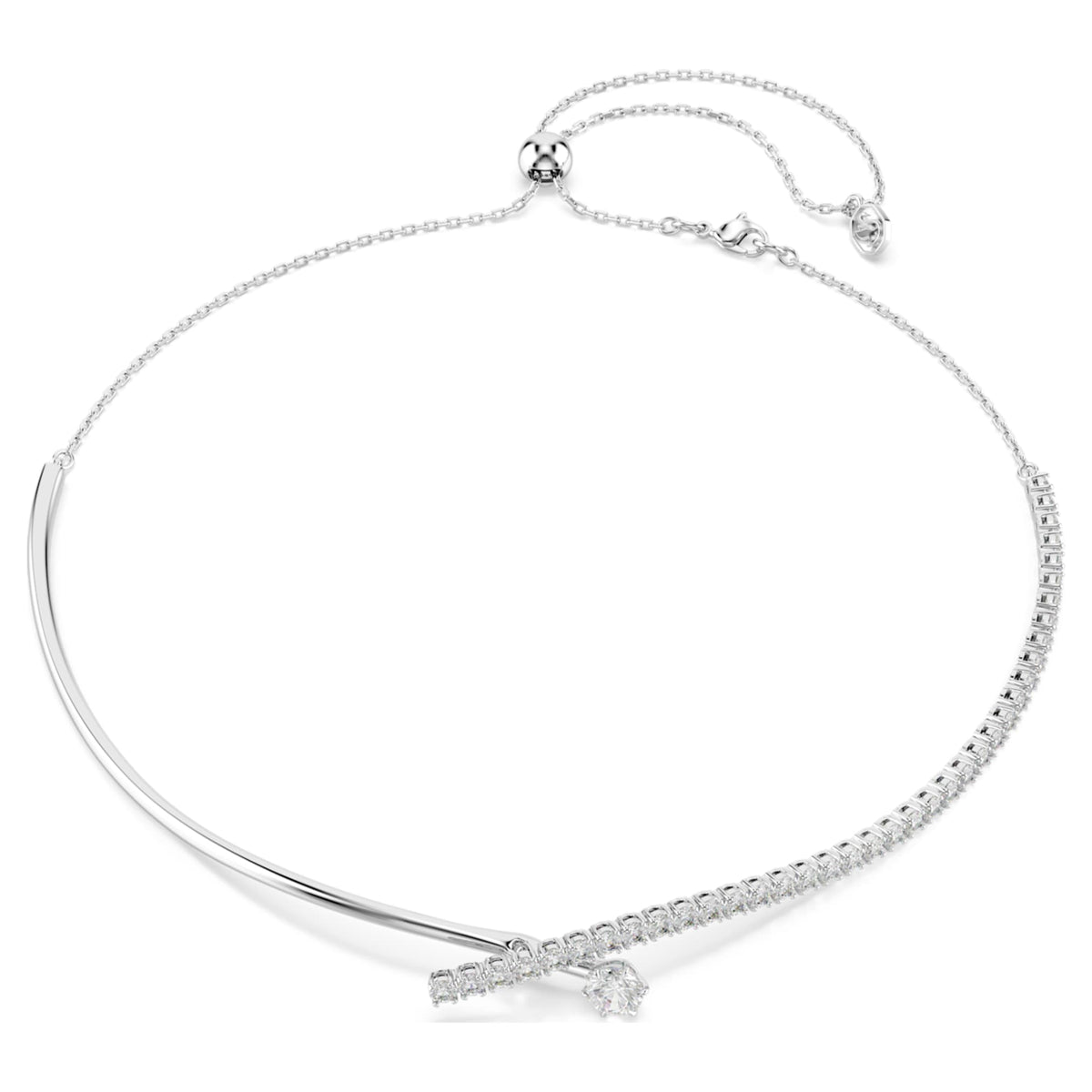 Swarovski Matrix necklace Round cut, White, Rhodium plated