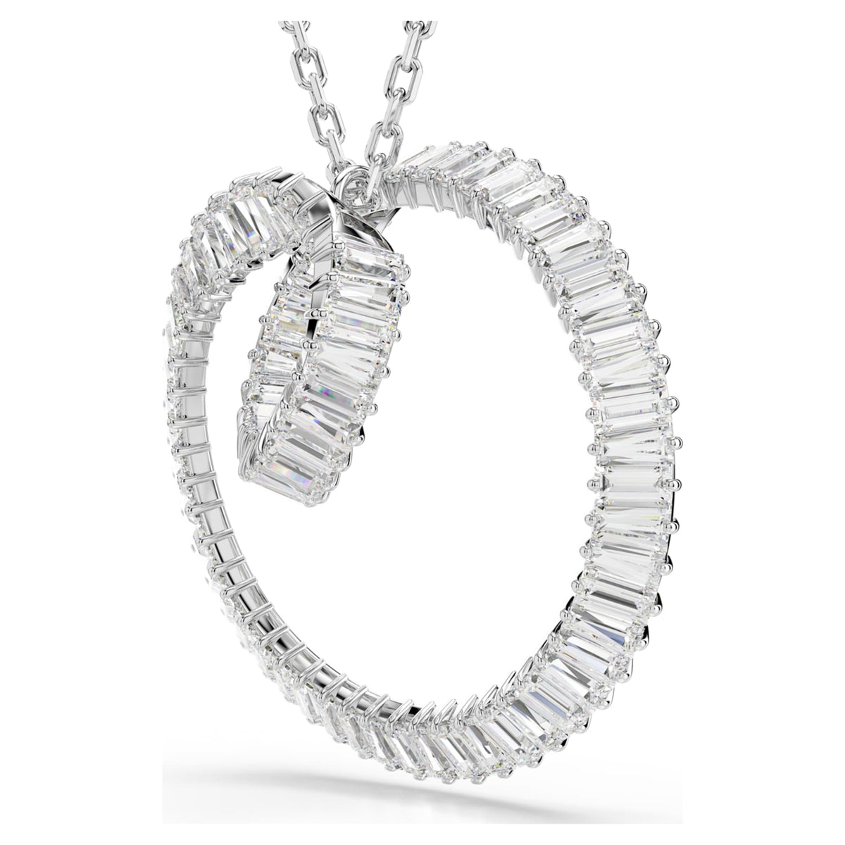 Swarovski Matrix pendant Baguette cut, White, Rhodium plated