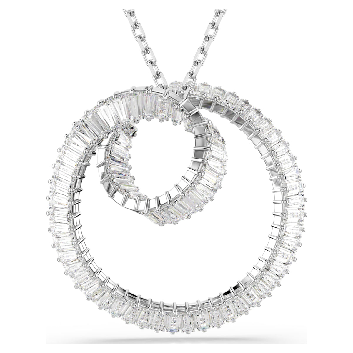 Swarovski Matrix pendant Baguette cut, White, Rhodium plated