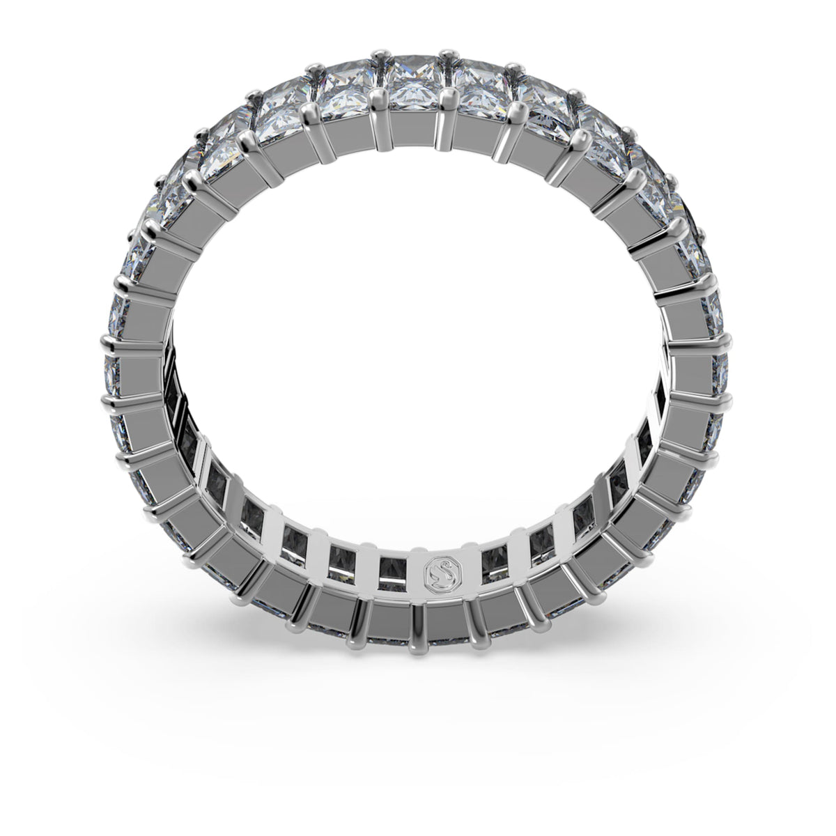 Swarovski Matrix ring Baguette cut, Gray, Ruthenium plated