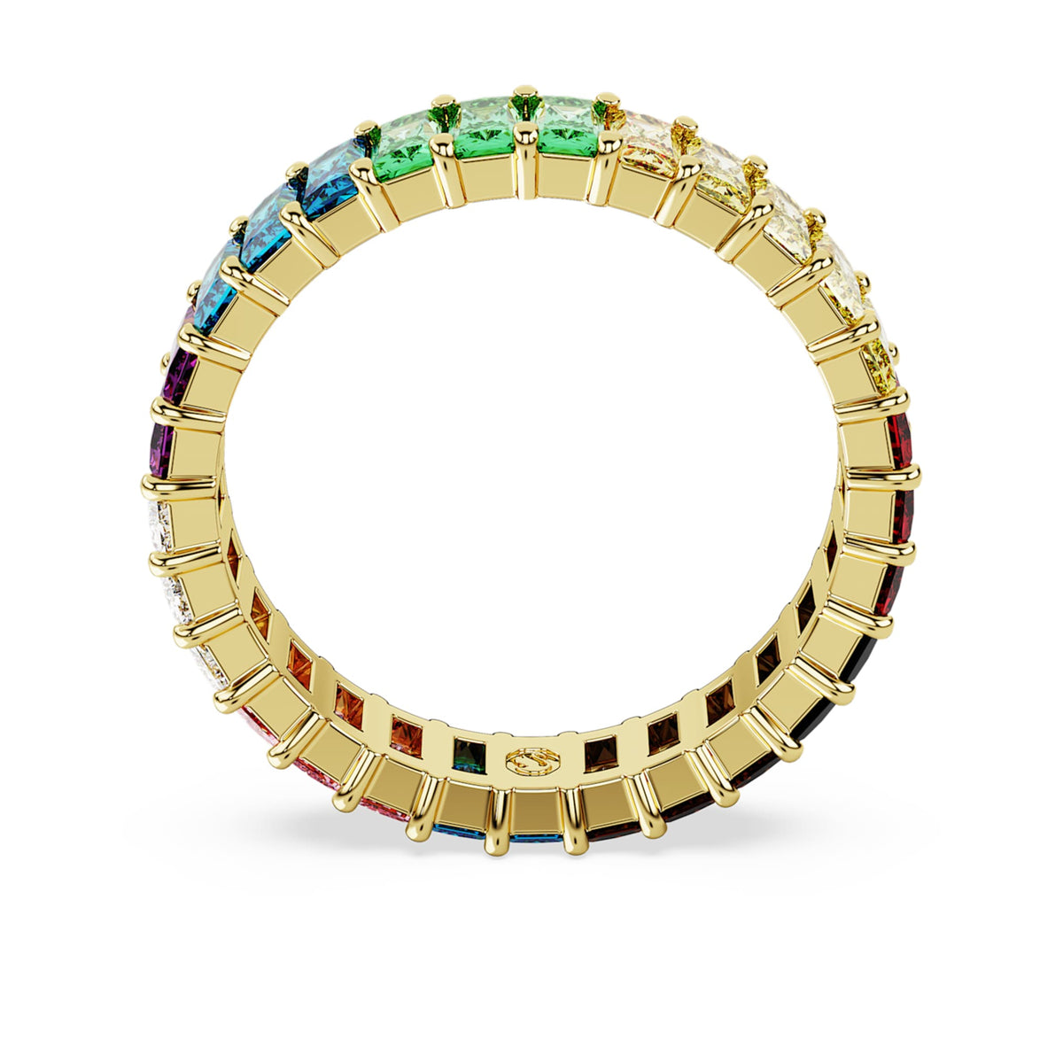 Swarovski Matrix ring with multicolored baguette-cut accents and an 18K gold finish