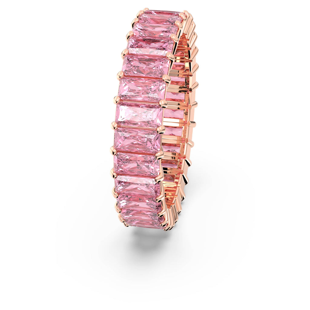 Swarovski Matrix ring with pink baguette-cut accents and an 18K rose gold finish
