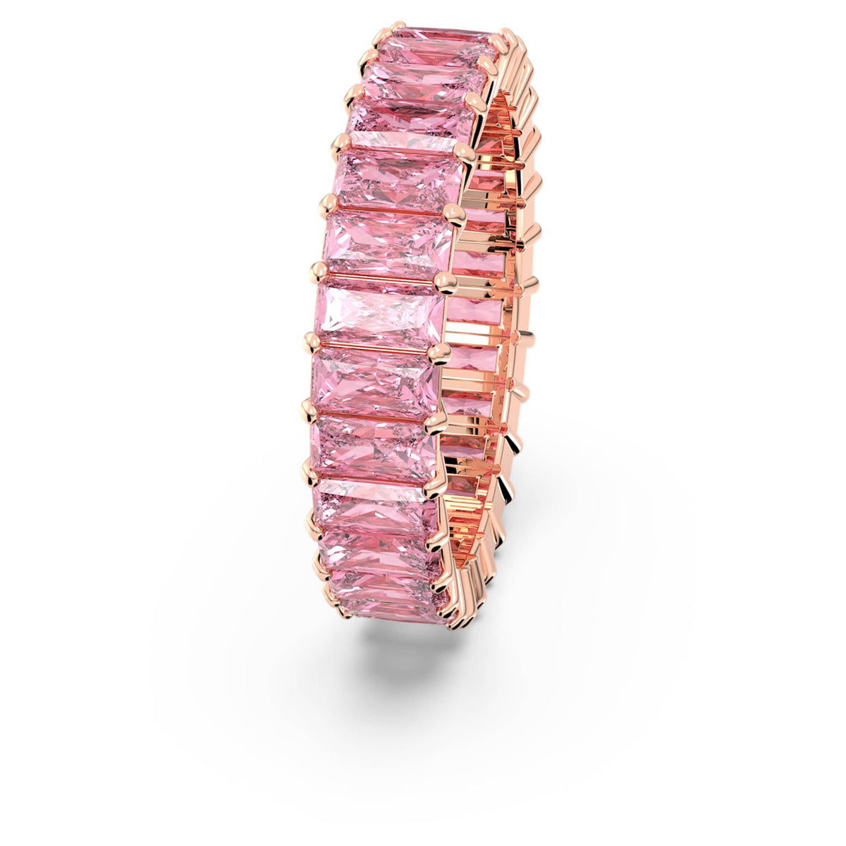 Swarovski Matrix ring with pink baguette-cut accents and an 18K rose gold finish