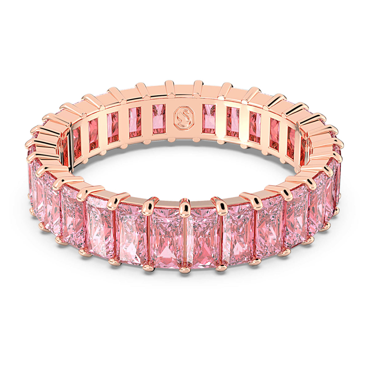 Swarovski Matrix ring with pink baguette-cut accents and an 18K rose gold finish