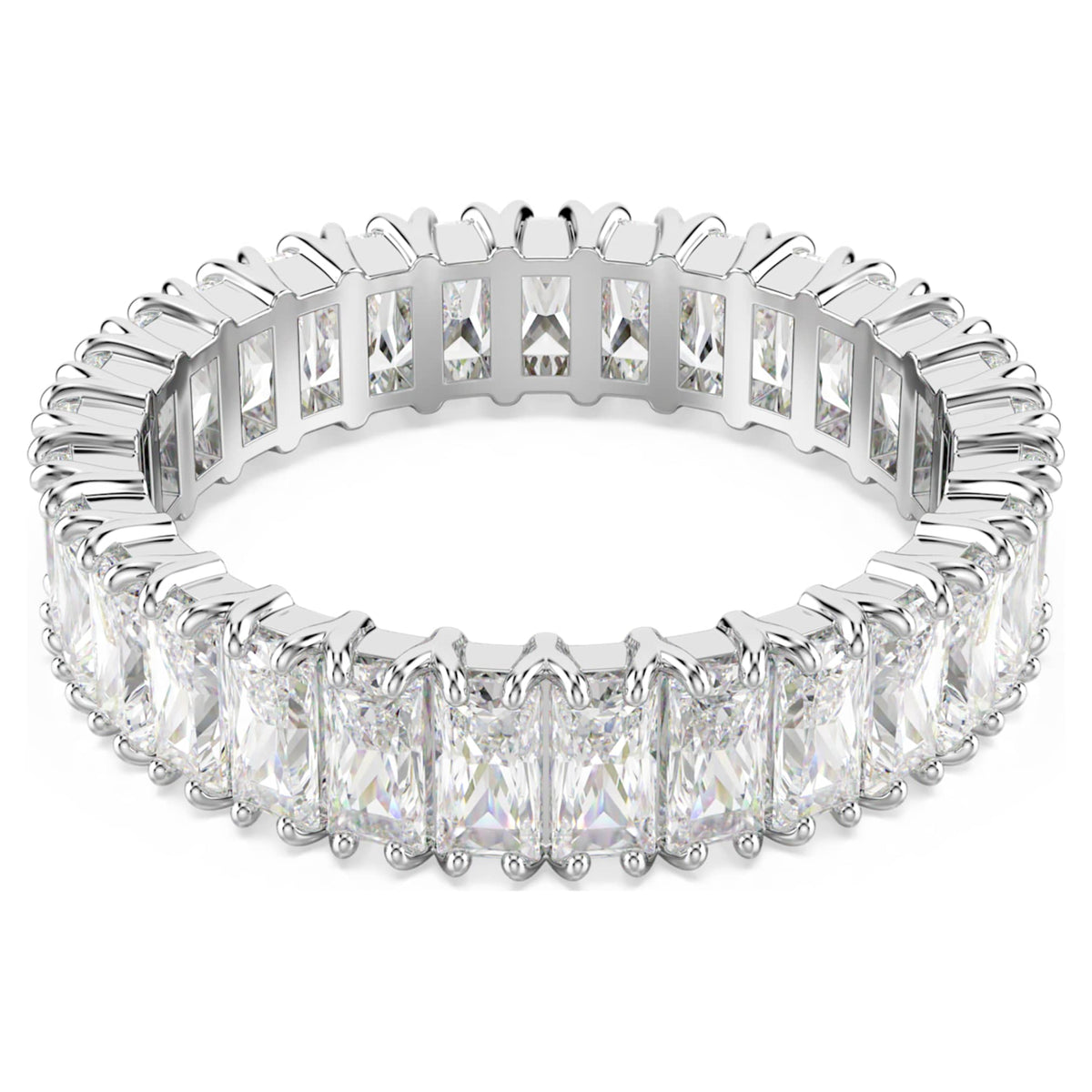 Swarovski Matrix ring Baguette cut, White, Silver-tone finish