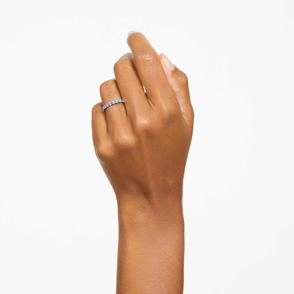 Swarovski Matrix ring with pink round-cut accents and rhodium plating
