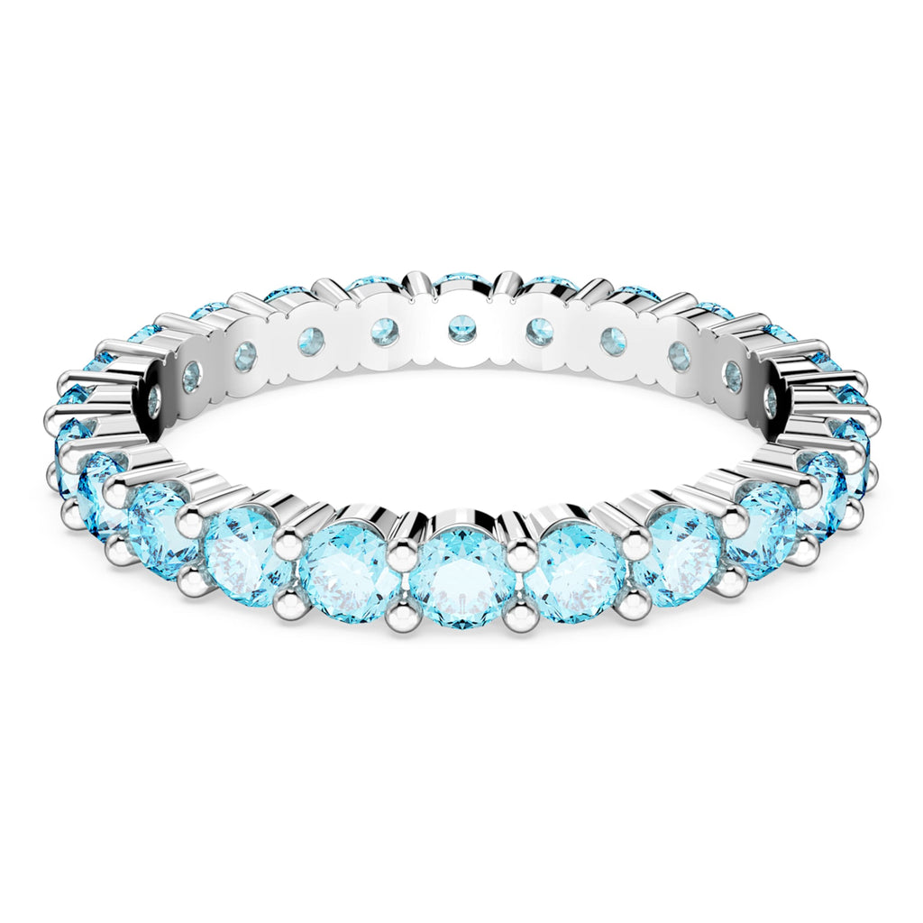 Swarovski Matrix ring with blue round-cut accents and rhodium plating