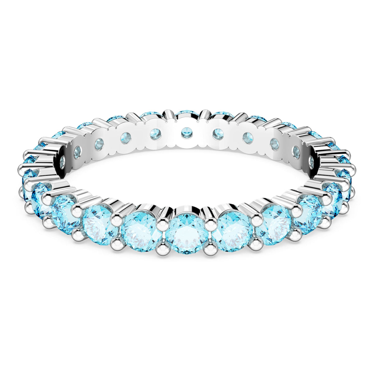 Swarovski Matrix ring with blue round-cut accents and rhodium plating