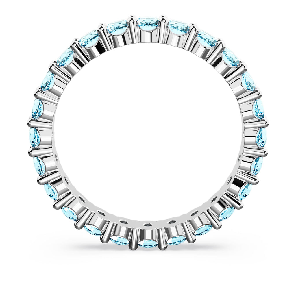 Swarovski Matrix ring with blue round-cut accents and rhodium plating