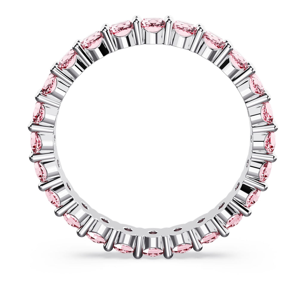 Swarovski Matrix ring with pink round-cut accents and rhodium plating