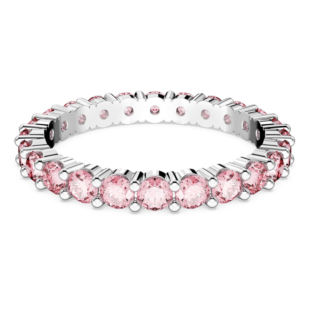 Swarovski Matrix ring with pink round-cut accents and rhodium plating