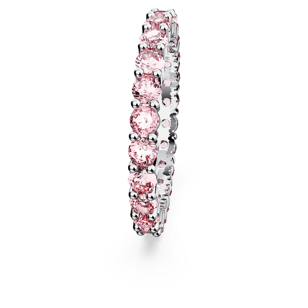Swarovski Matrix ring with pink round-cut accents and rhodium plating