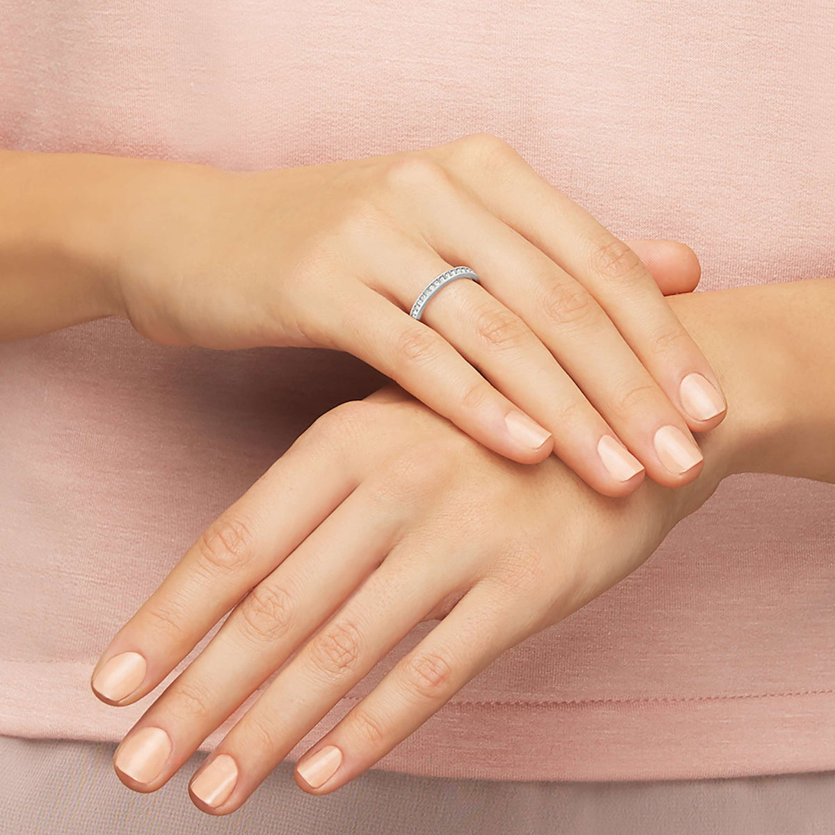 Swarovski Matrix ring with white accents and an 18K rose gold finish