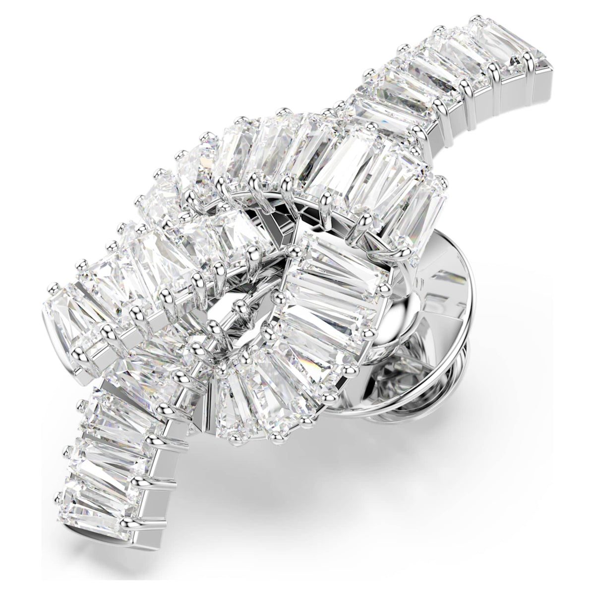 Swarovski Matrix tack pin Baguette cut, Knot, White, Rhodium plated