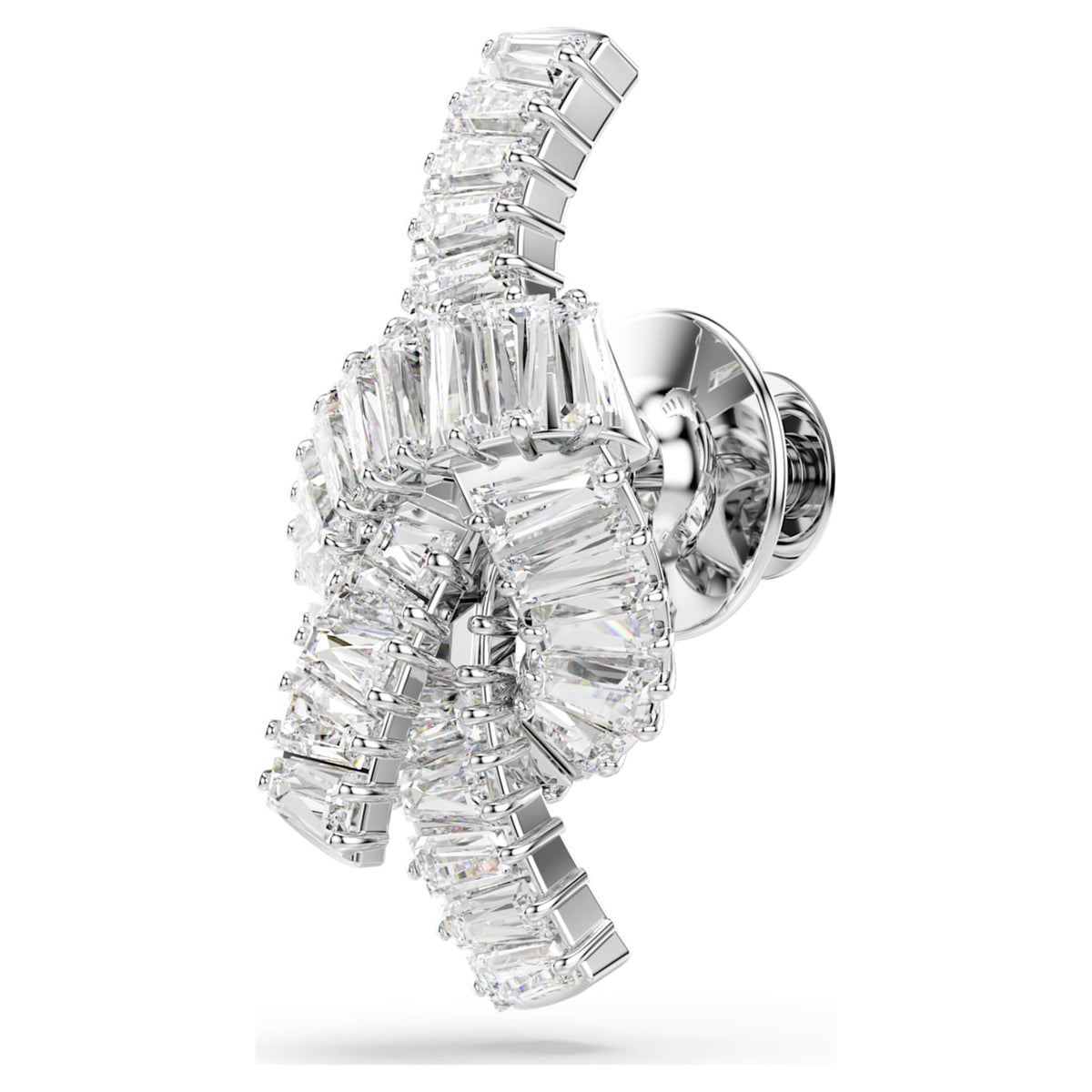 Swarovski Matrix tack pin Baguette cut, Knot, White, Rhodium plated