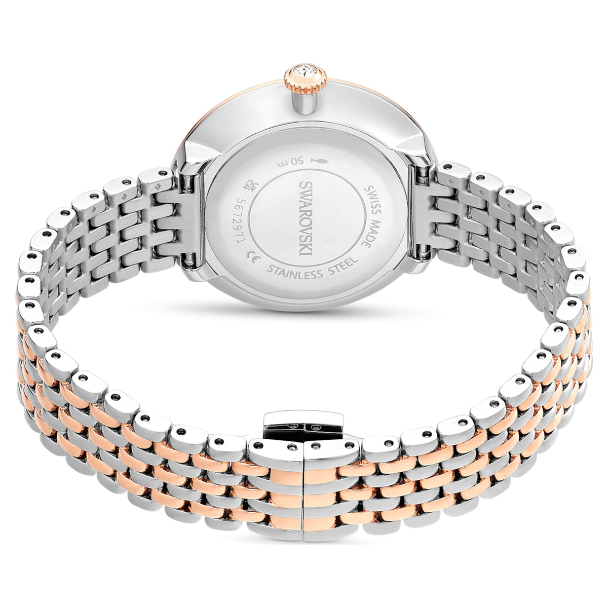 Swarovski Matrix tennis 7-link watch Swiss Made, Metal bracelet, Rose gold tone, Mixed metal finish