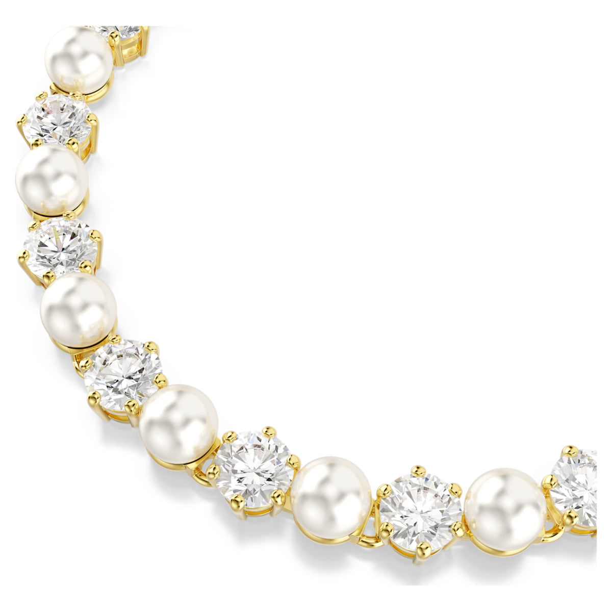 Swarovski Matrix Tennis bracelet Crystal pearl, Round cut, White, 18K gold finish