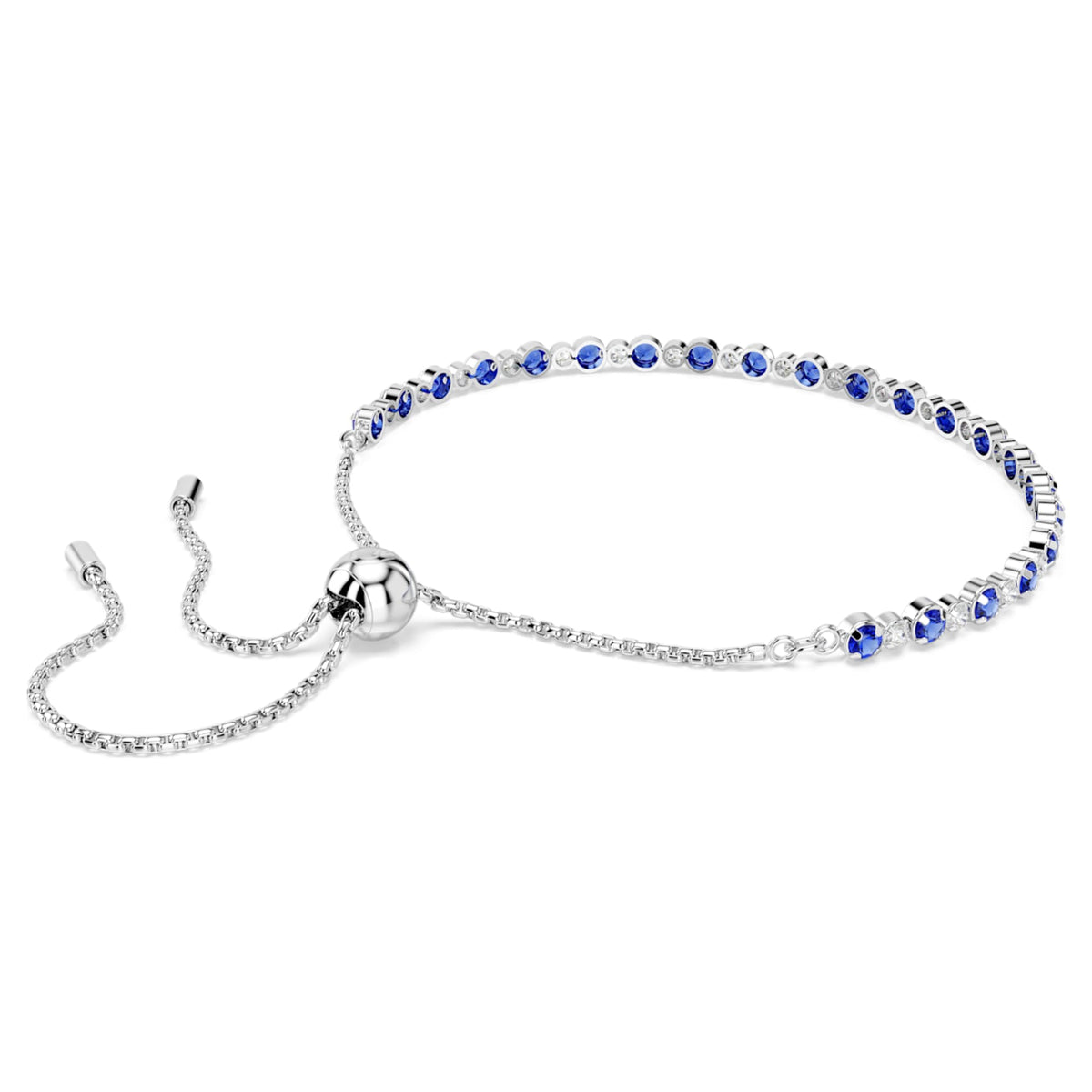 Swarovski Matrix Tennis bracelet Mixed round cuts, Blue, Rhodium plated
