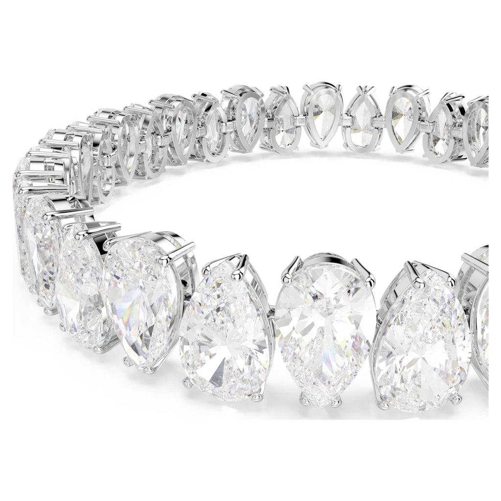 Swarovski Matrix Tennis bracelet with white pear-cut accents and rhodium plating