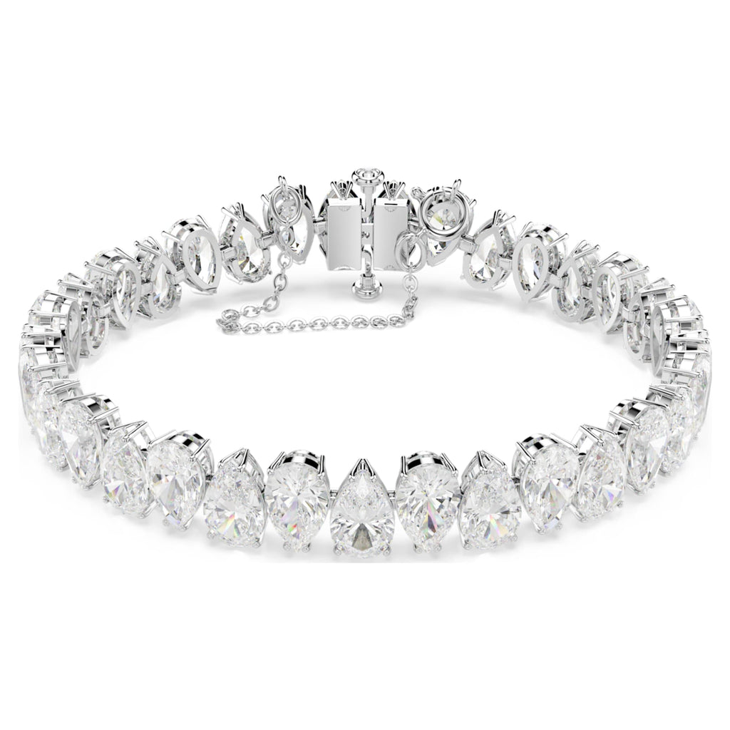 Swarovski Matrix Tennis bracelet with white pear-cut accents and rhodium plating