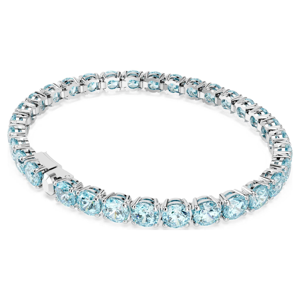 Swarovski Matrix Tennis bracelet with blue round-cut accents and rhodium plating
