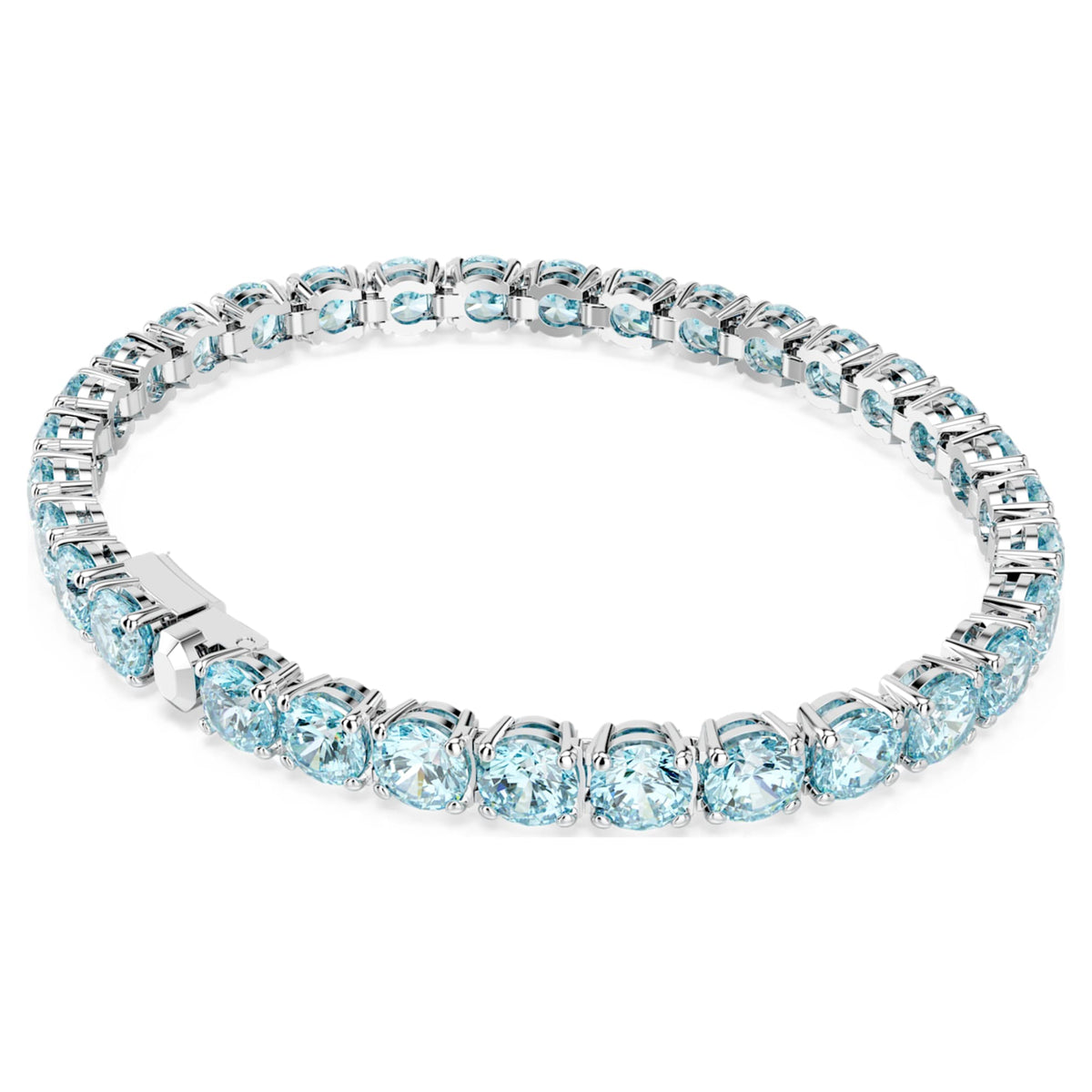 Swarovski Matrix Tennis bracelet with blue round-cut accents and rhodium plating