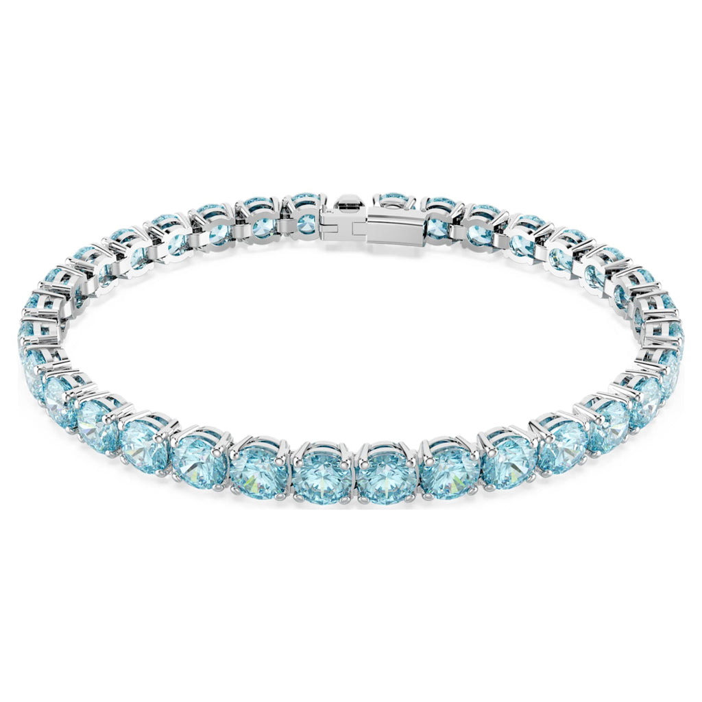 Swarovski Matrix Tennis bracelet with blue round-cut accents and rhodium plating