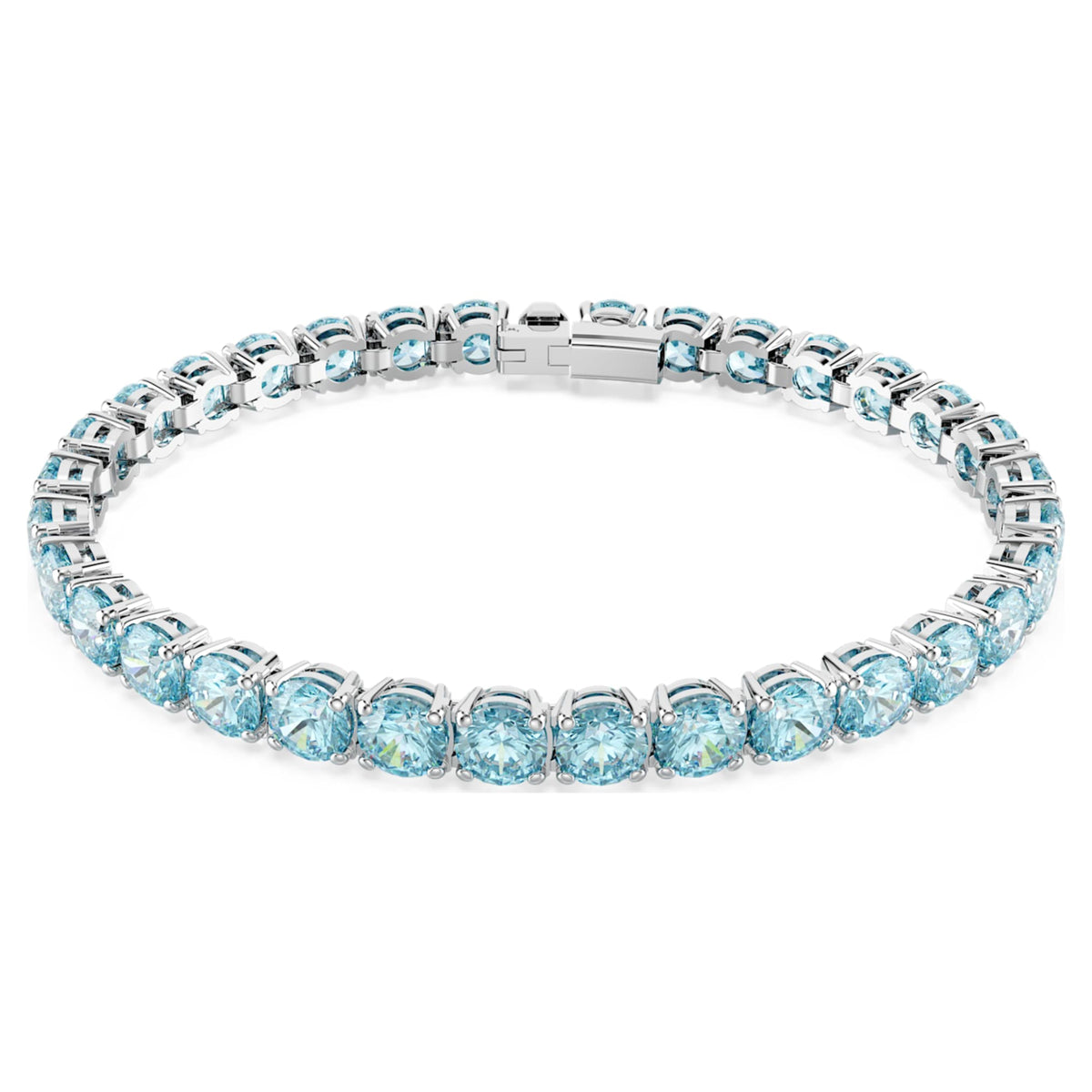 Swarovski Matrix Tennis bracelet with blue round-cut accents and rhodium plating