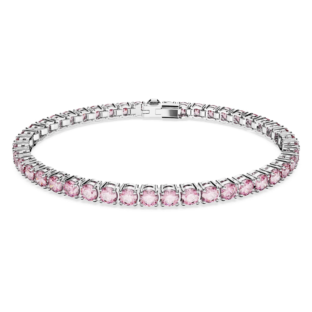 Swarovski Matrix Tennis bracelet with pink round-cut accents and rhodium plating
