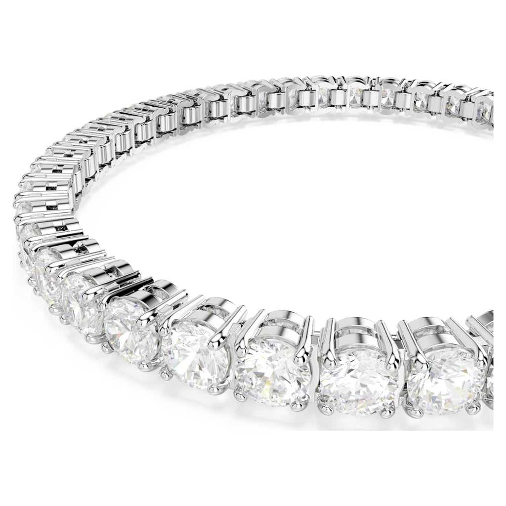 Swarovski Matrix Tennis bracelet with white round-cut accents and rhodium plating