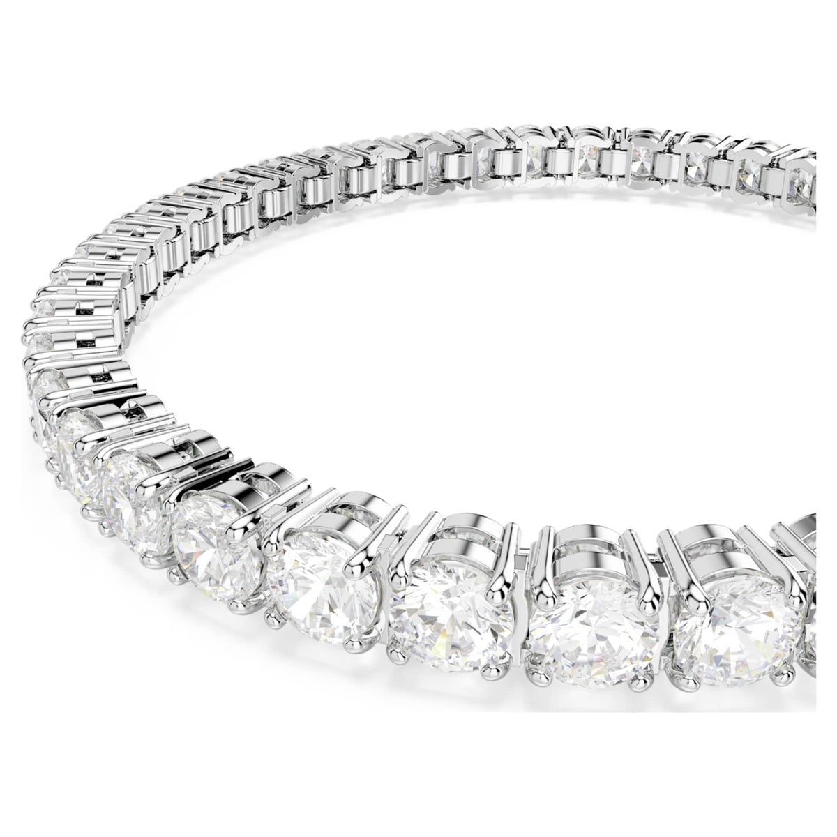 Swarovski Matrix Tennis bracelet with white round-cut accents and rhodium plating