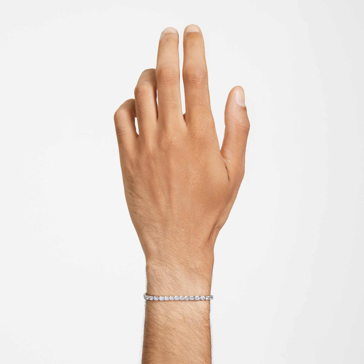 Swarovski Matrix Tennis bracelet with white round-cut accents and rhodium plating