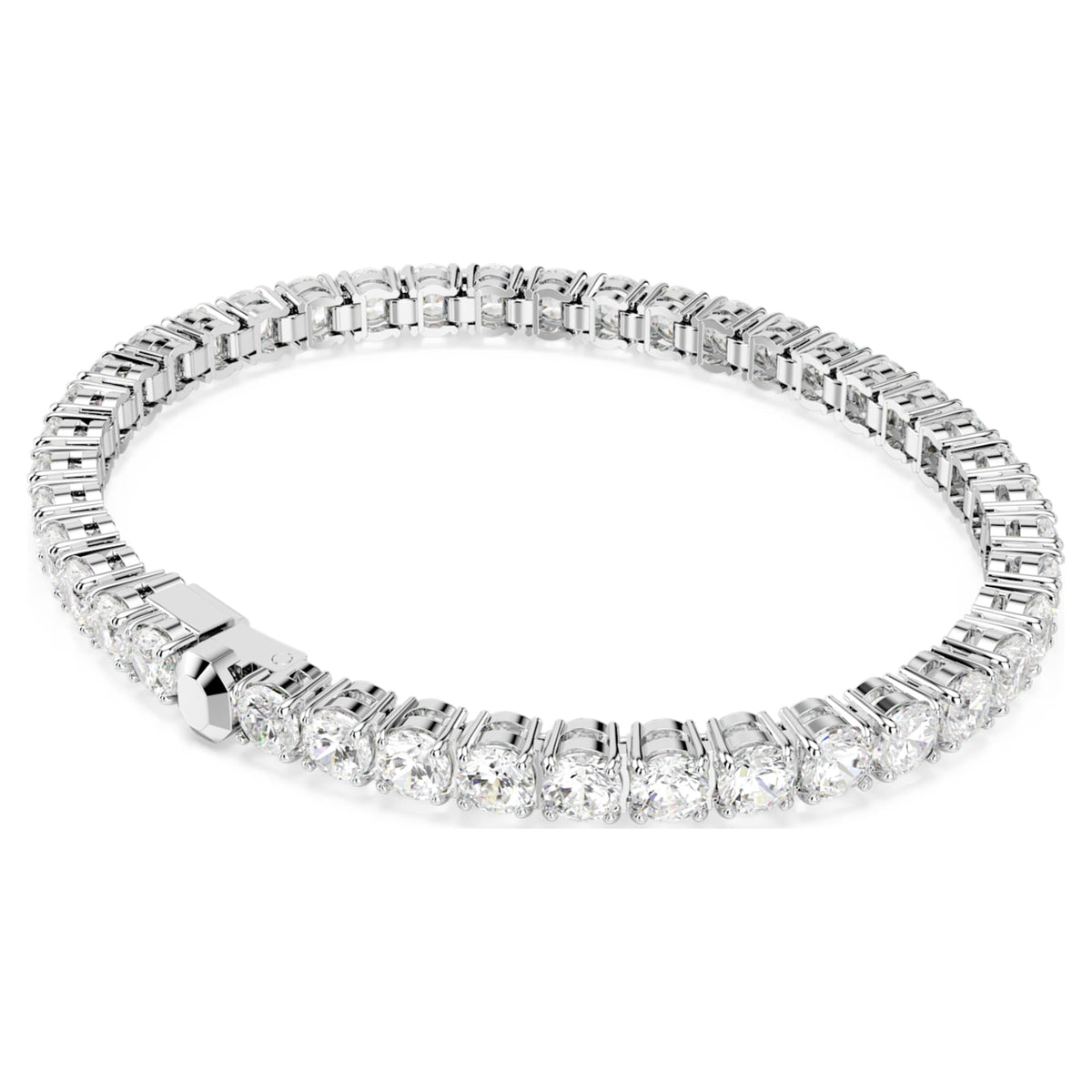 Swarovski Matrix Tennis bracelet with white round-cut accents and rhodium plating