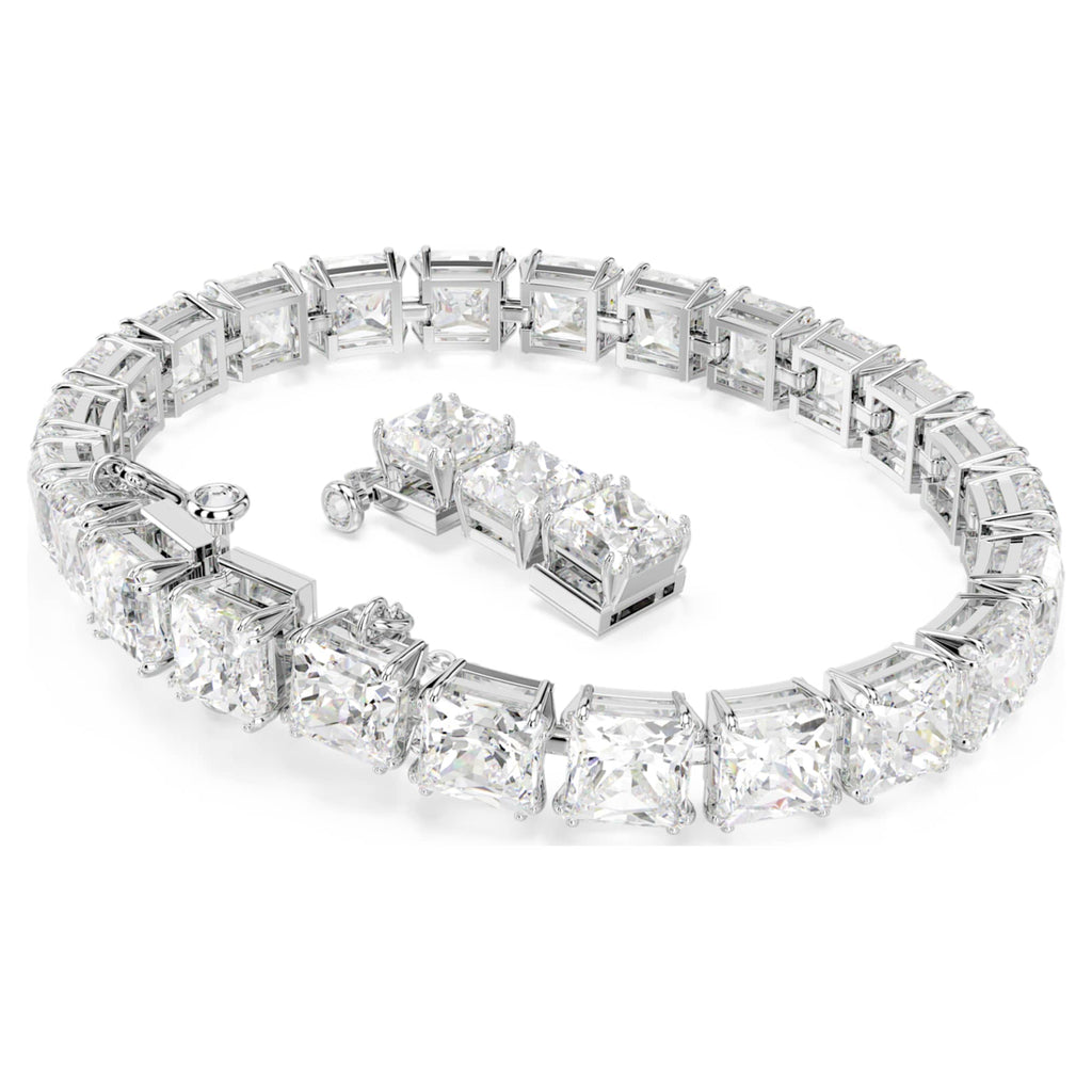 Swarovski Matrix Tennis bracelet with white accents and rhodium plating