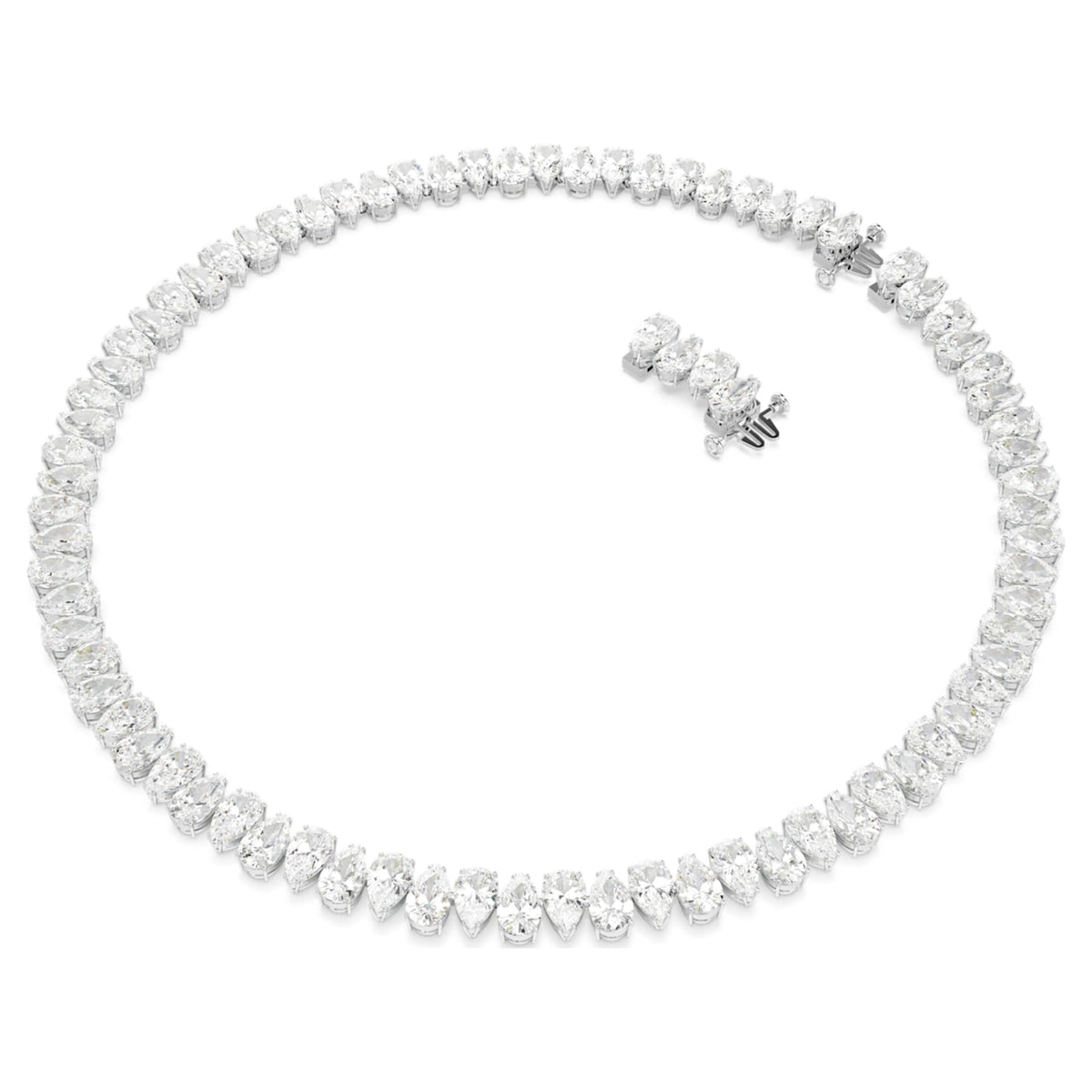 Swarovski Matrix Tennis necklace Pear cut, White, Rhodium plated