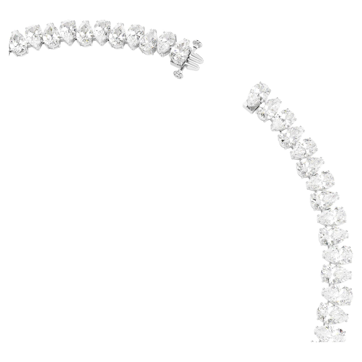 Swarovski Matrix Tennis necklace Pear cut, White, Rhodium plated