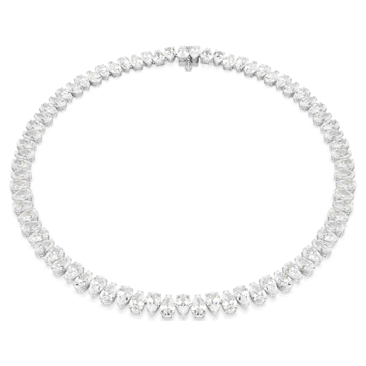 Swarovski Matrix Tennis necklace Pear cut, White, Rhodium plated