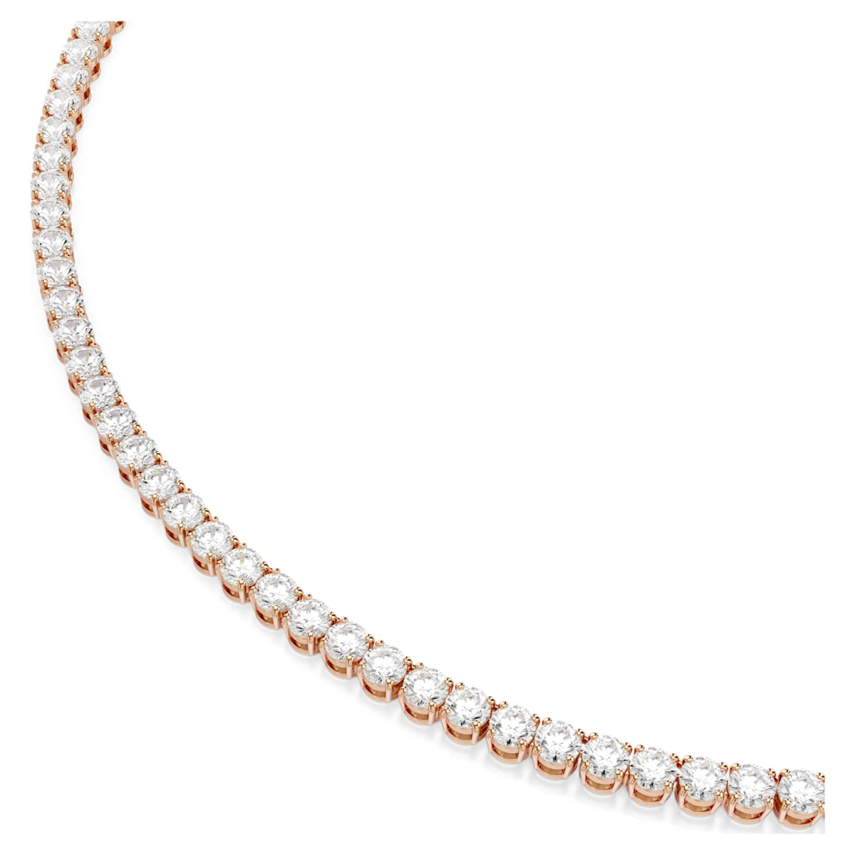 Swarovski Matrix Tennis necklace Round cut, White, 18K rose gold finish