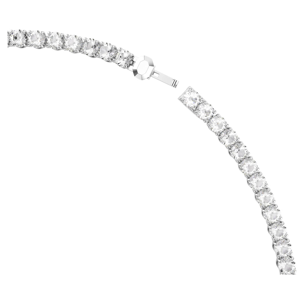 Swarovski Matrix Tennis necklace with white round-cut accents and rhodium plating