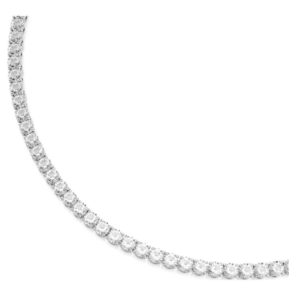 Swarovski Matrix Tennis necklace with white round-cut accents and rhodium plating
