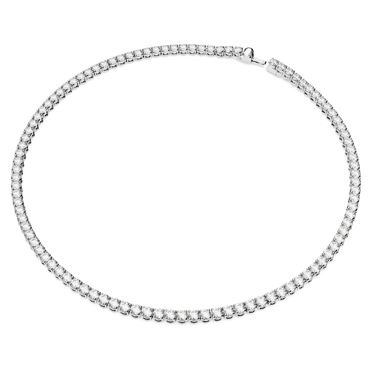 Swarovski Matrix Tennis set with white round-cut accents and rhodium plating