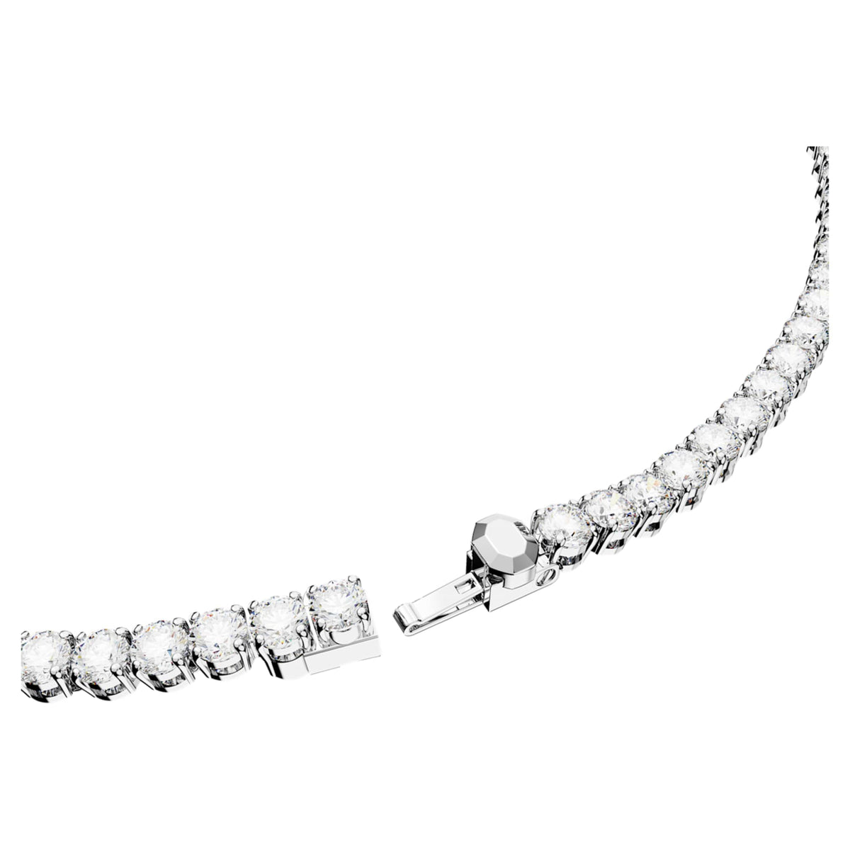 Swarovski Matrix Tennis set with white round-cut accents and rhodium plating