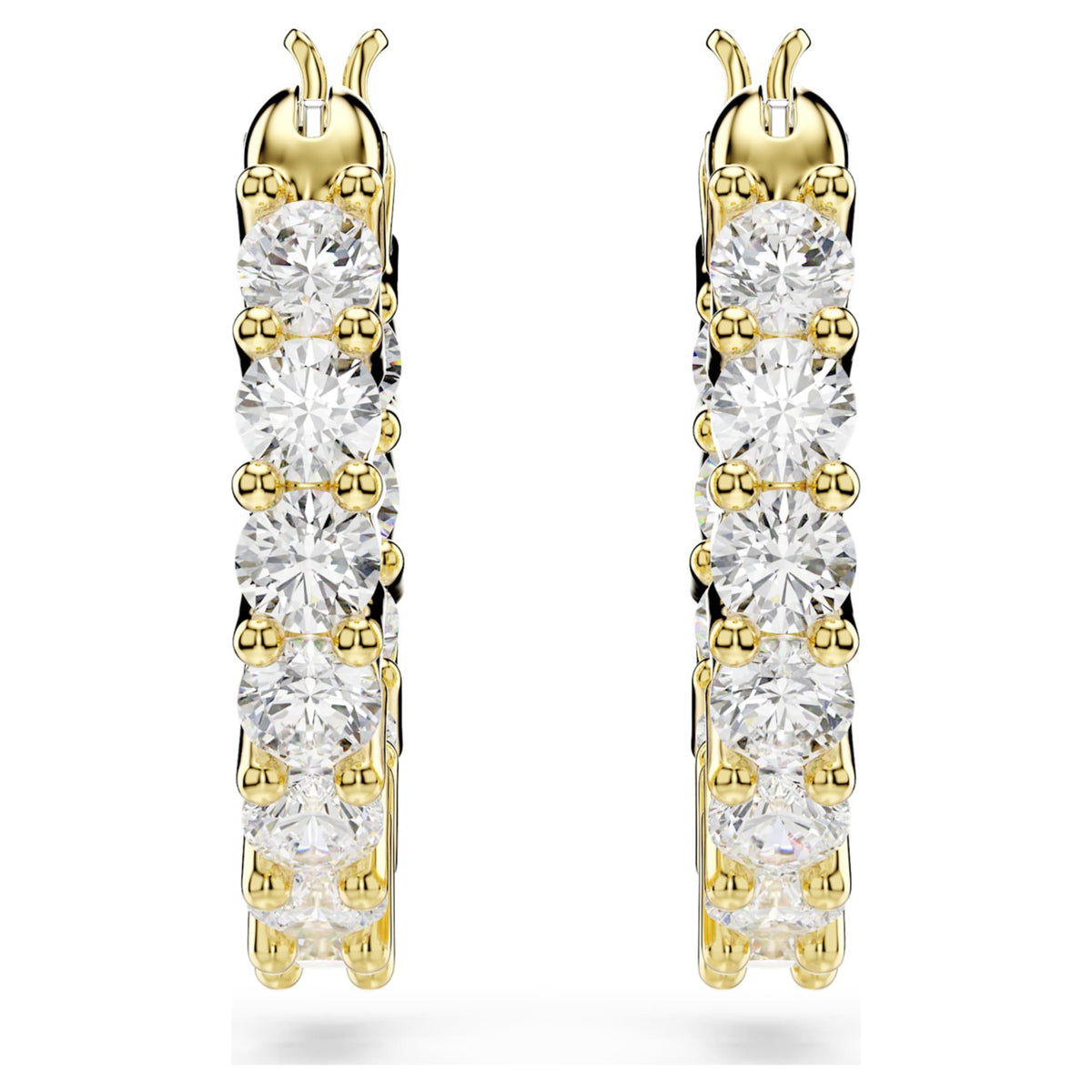 Swarovski Matrix Vittore hoop earrings Round cut, White, 18K gold finish