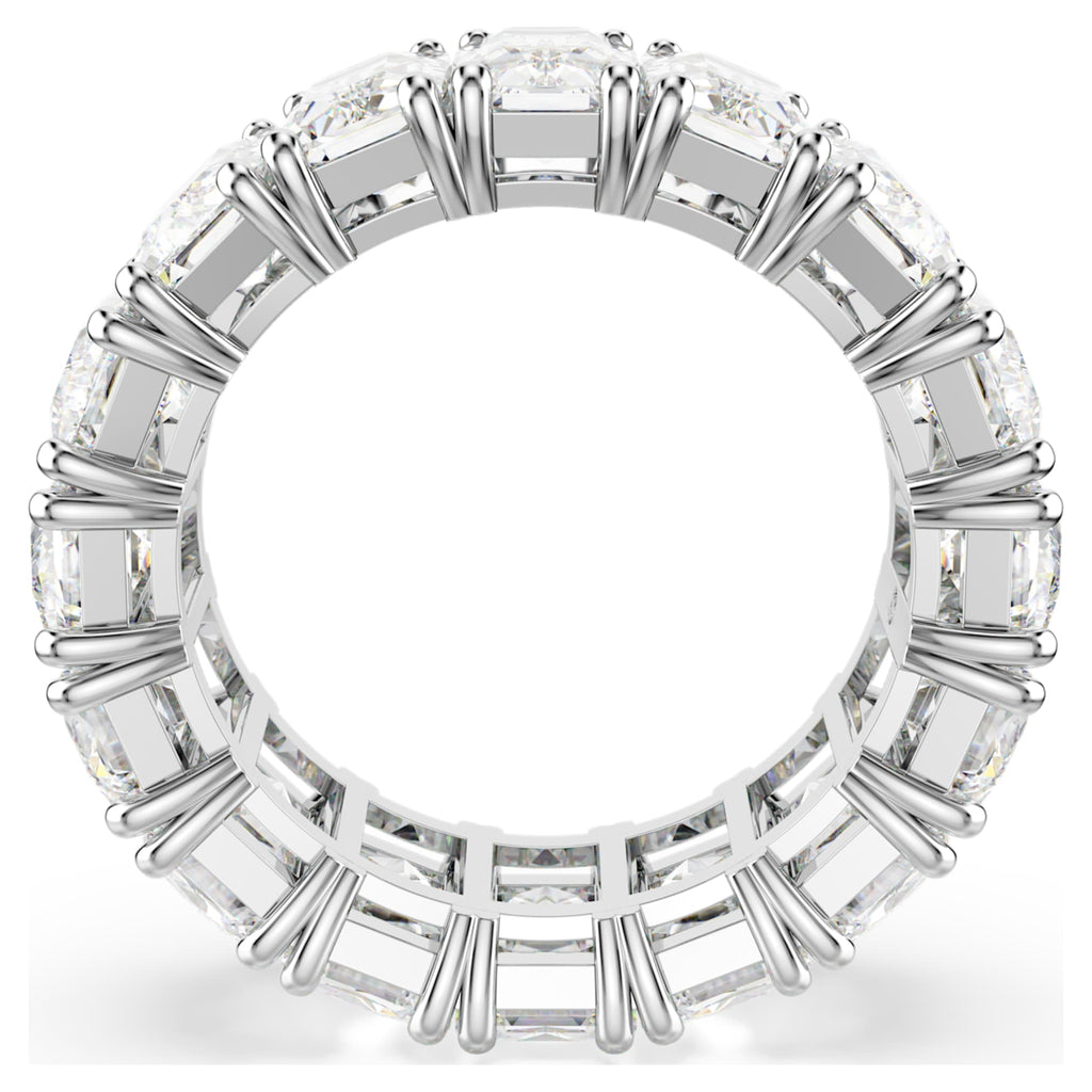 Swarovski Matrix Vittore ring with white baguette-cut accents and rhodium plating